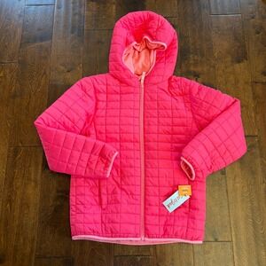 Cat and Jack Puffer Jacket Pink NEW Quilted Hooded Puffer Winter Girls L 10/12